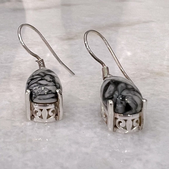 Austrian Pinolith Sterling Silver Dangle Earrings - Picture 6 of 10